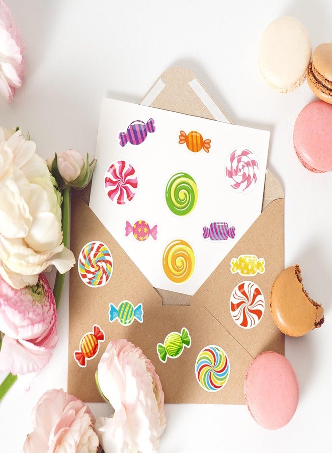 وولاين ملصقات حلوى من والين، 1400 قطعة، ملصقات ملونة بتصميم أرض الحلوى، 16 تصميمًا، ملصقات تحفيزية بنكهة النعناع الحلو، ملصقات مكافآت للمعلمين، لتزيين المنزل والفصل الدراسي وبطاقات المعايدة وسجلات القصاصات، 1.5 بوصة - Image 5